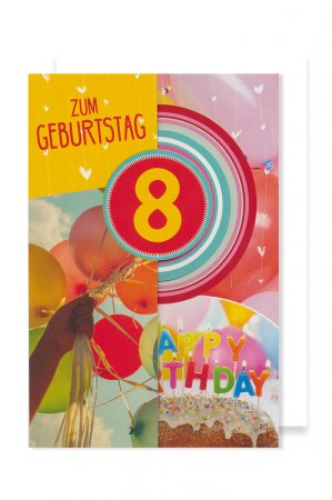 Karte: Geburtstag 8 Luftballon