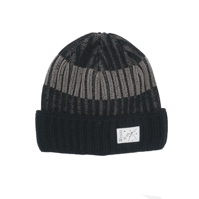 Strick-Wintermütze: grau,schwarz