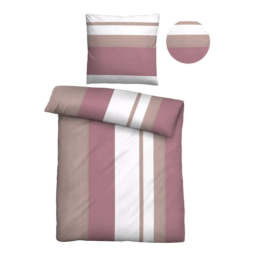 Biber Bettwäsche: braun,rot,weiß