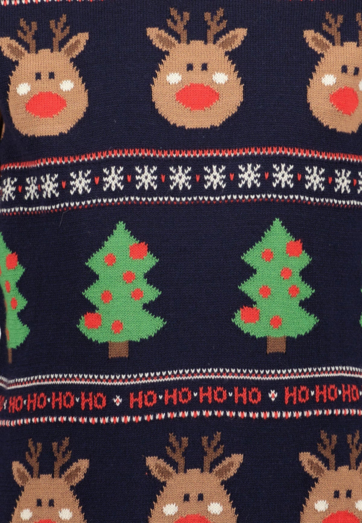 Weihnachtspullover: blau, Rehntier