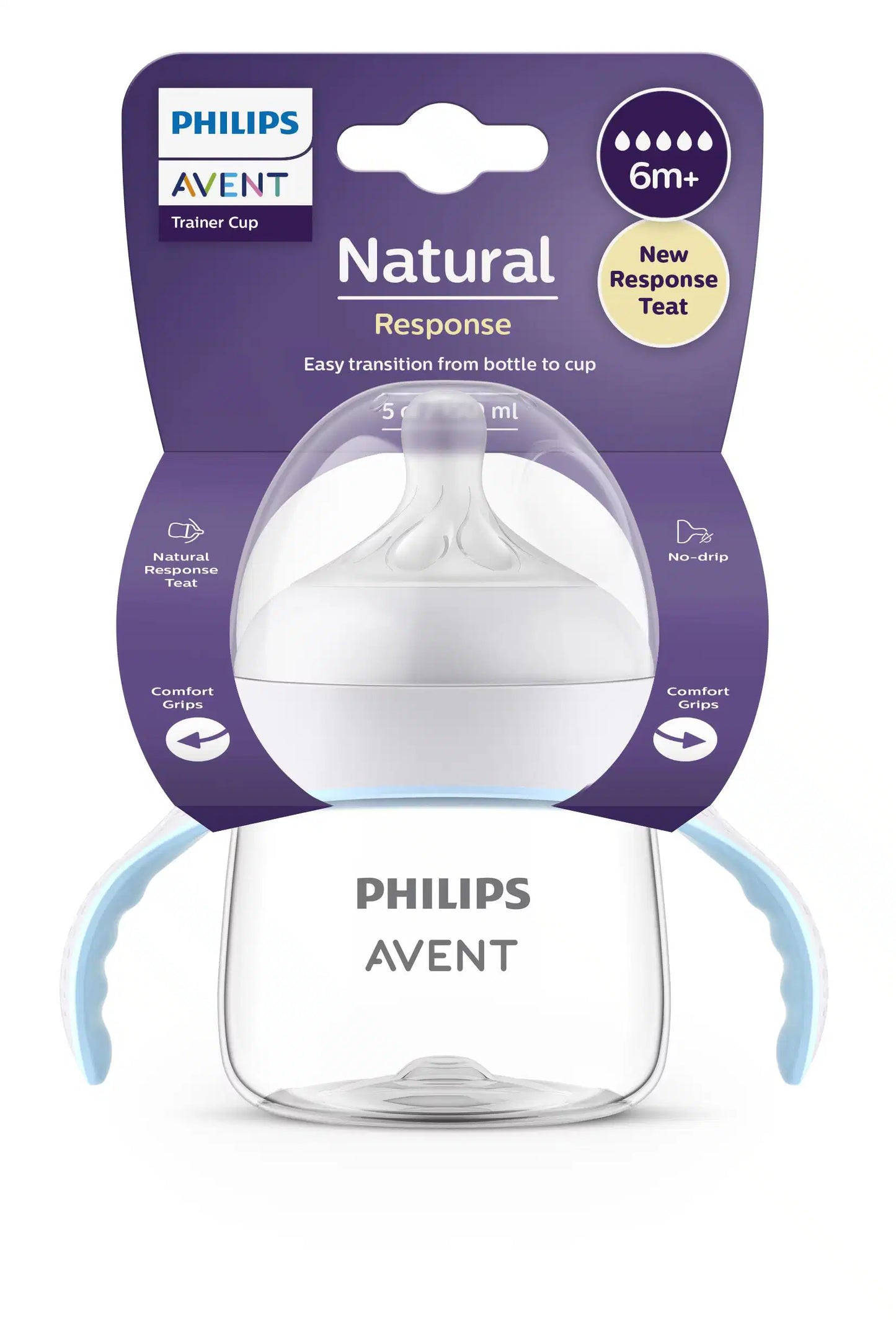 Trinkflasche mit Griff 150 ml weiß,blau