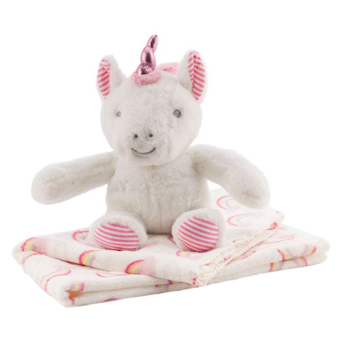 Free On Decke mit Plüschtier Einhorn