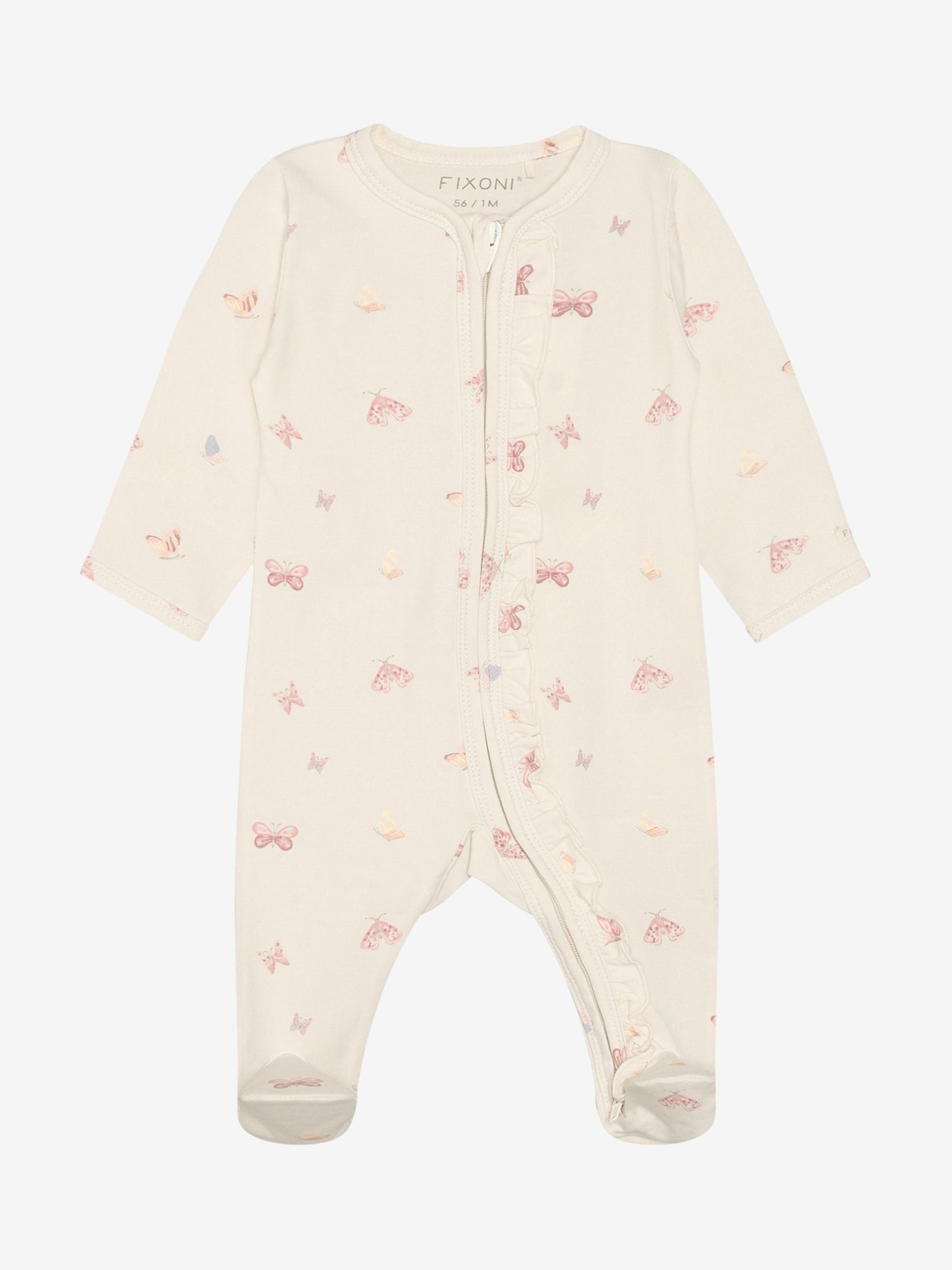 Strampler: beige,Schmetterlinge