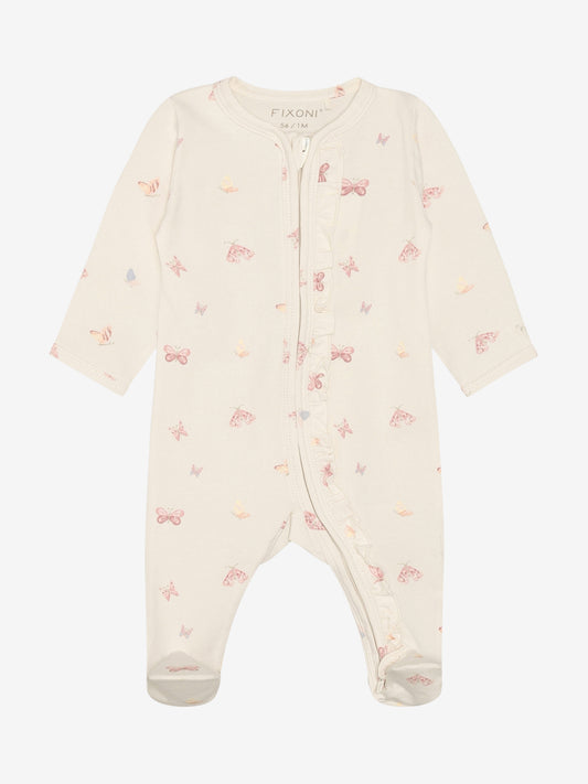 Strampler: beige,Schmetterlinge