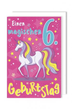 Karte: Geburtstag 6 Einhorn