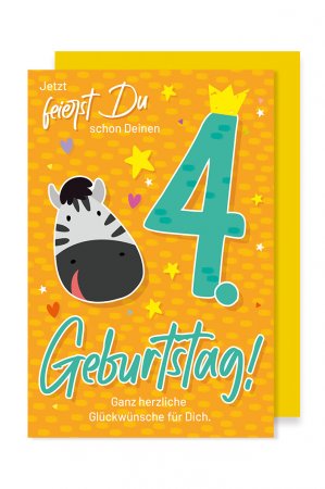 Karte: Geburtstag 4 Zebra