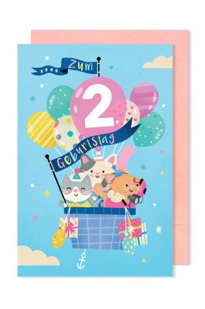 Karte: Geburtstag 2 Katzen