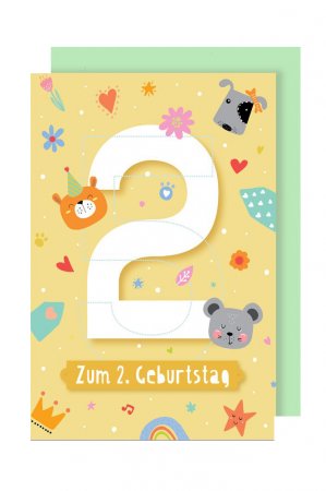 Karte: Geburtstag 2 Tiere