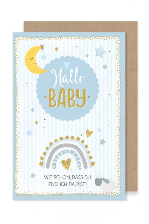 Karte: Hallo Baby  blau