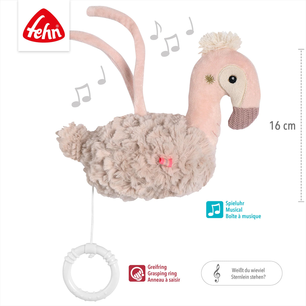 Fehn Spieluhr rund: Flamingo