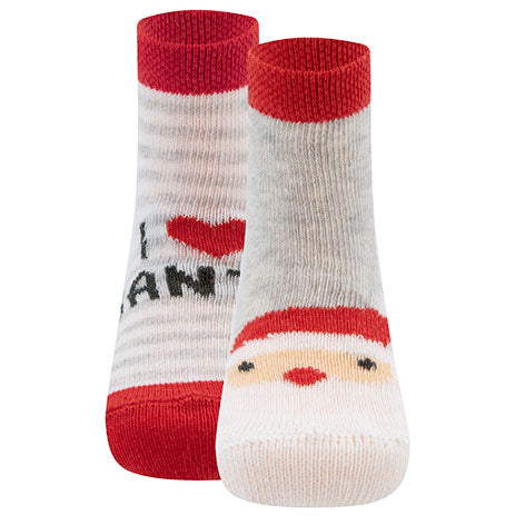Socken 2 Paar: Grau,Rot, Nikolaus