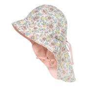 Hütchen mit Nackenschutz weiß,blumen
