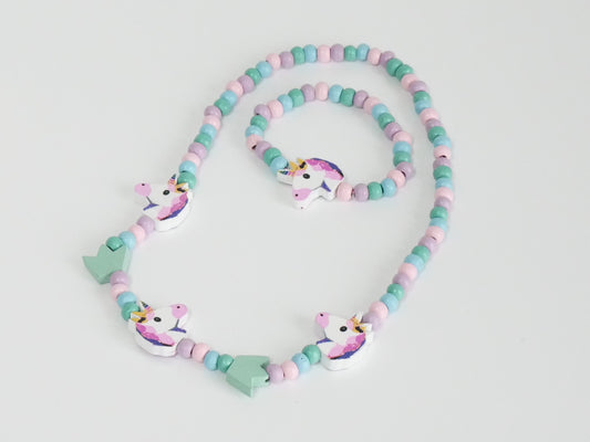 Set: Kette und Armband: Einhorn und Krone