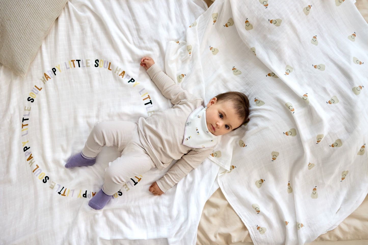 Musselinetücher 3 Stück: weiß,Grün,Birnen