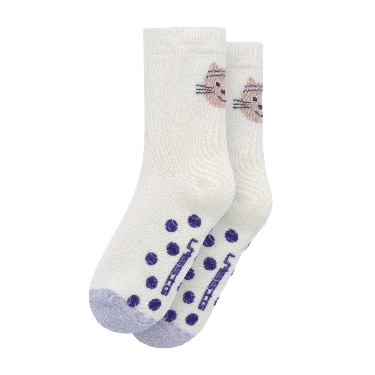 Anti-Rutschsocken: weiß,katze
