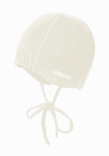 Baby Strickmütze zum binden weiß