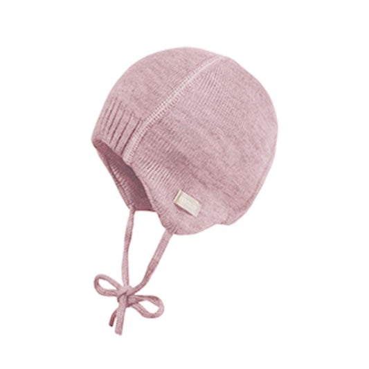 Baby Strickmütze zum binden rosa