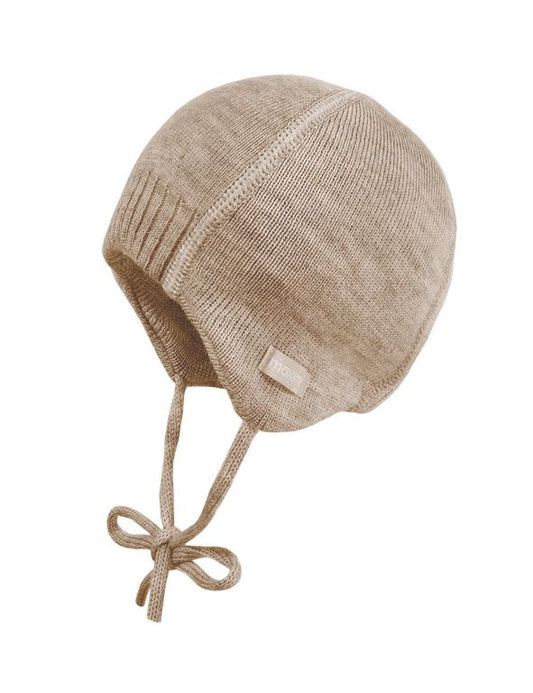 Babystrickmütze zum binden braun