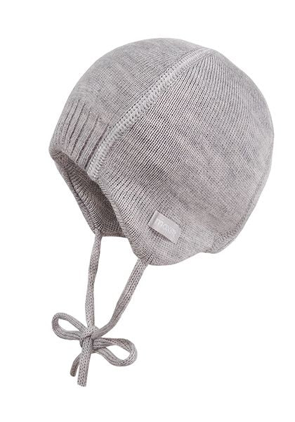 Baby Strickmütze zum binden grau