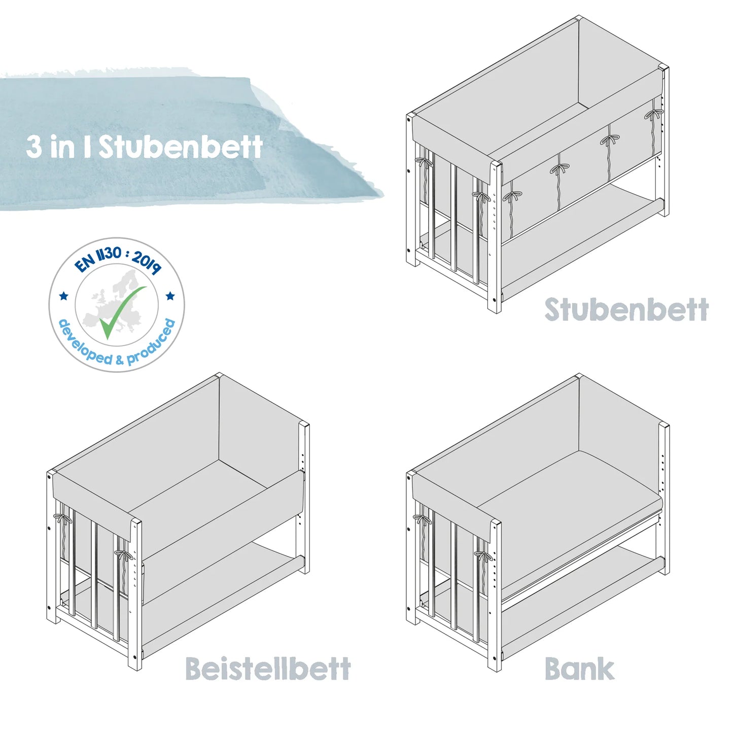 Beistellbett 3 in 1: weiß