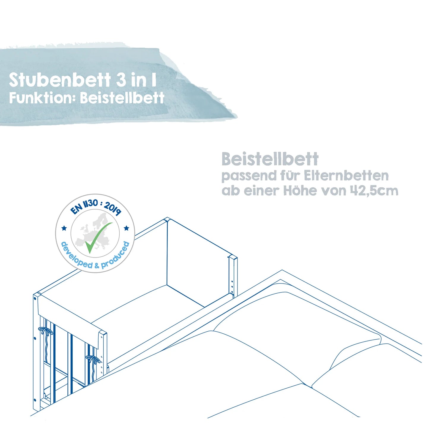 Beistellbett 3 in 1: weiß
