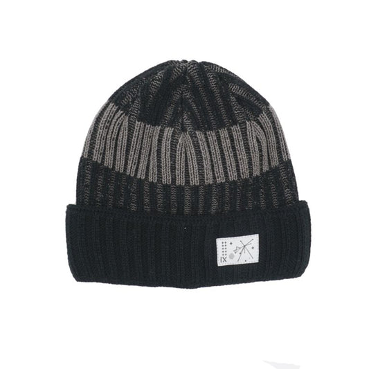 Strick-Wintermütze: grau,schwarz