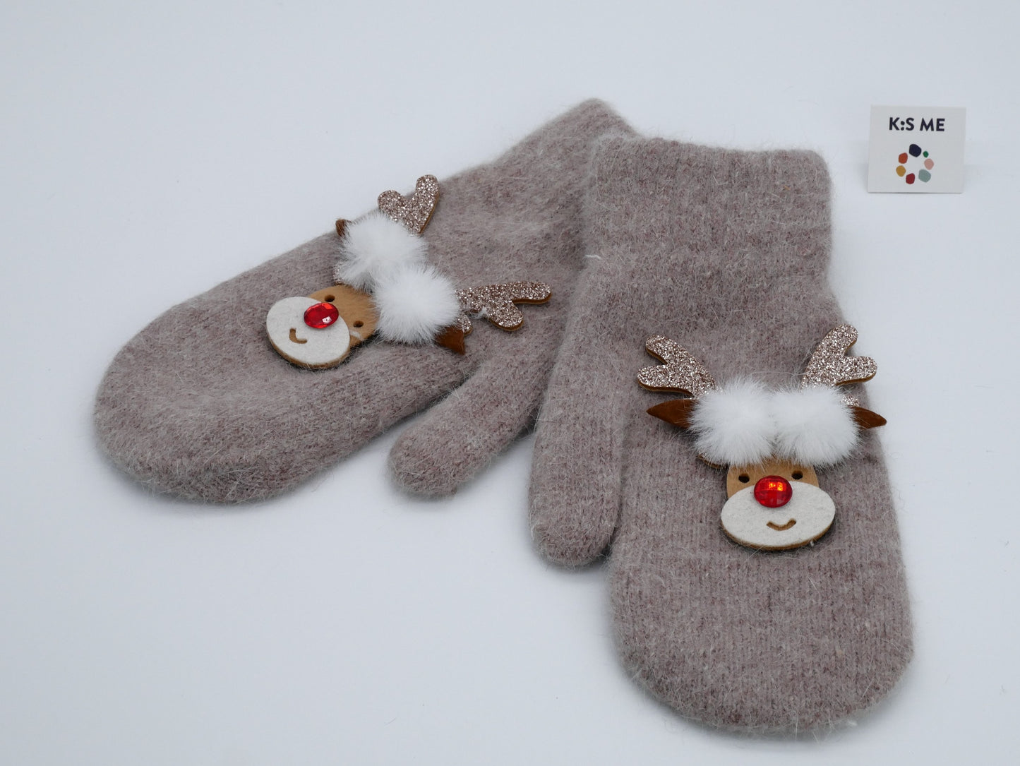 Handschuhe: beige,Rentier