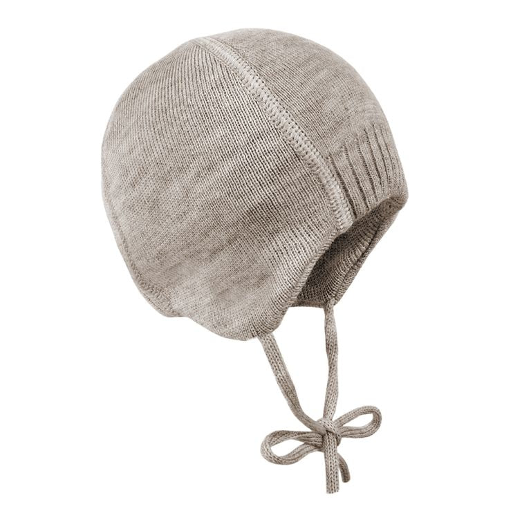Babystrickmütze zum binden braun