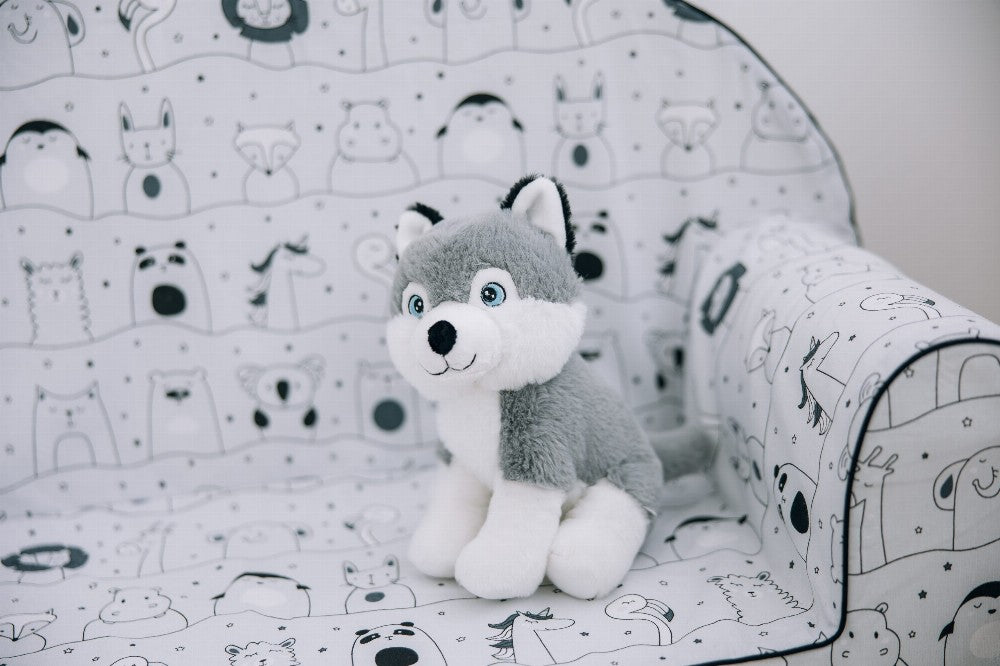 Plüsch Hasky: schwarz,grau