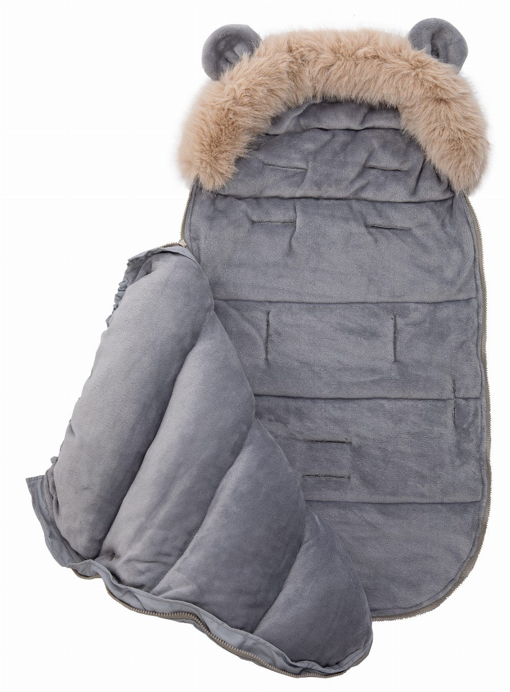 Fußsack mit Ohren: grau