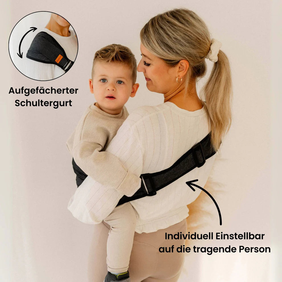 Ergonomische Kindertrage inkl. Reisetasche: grau
