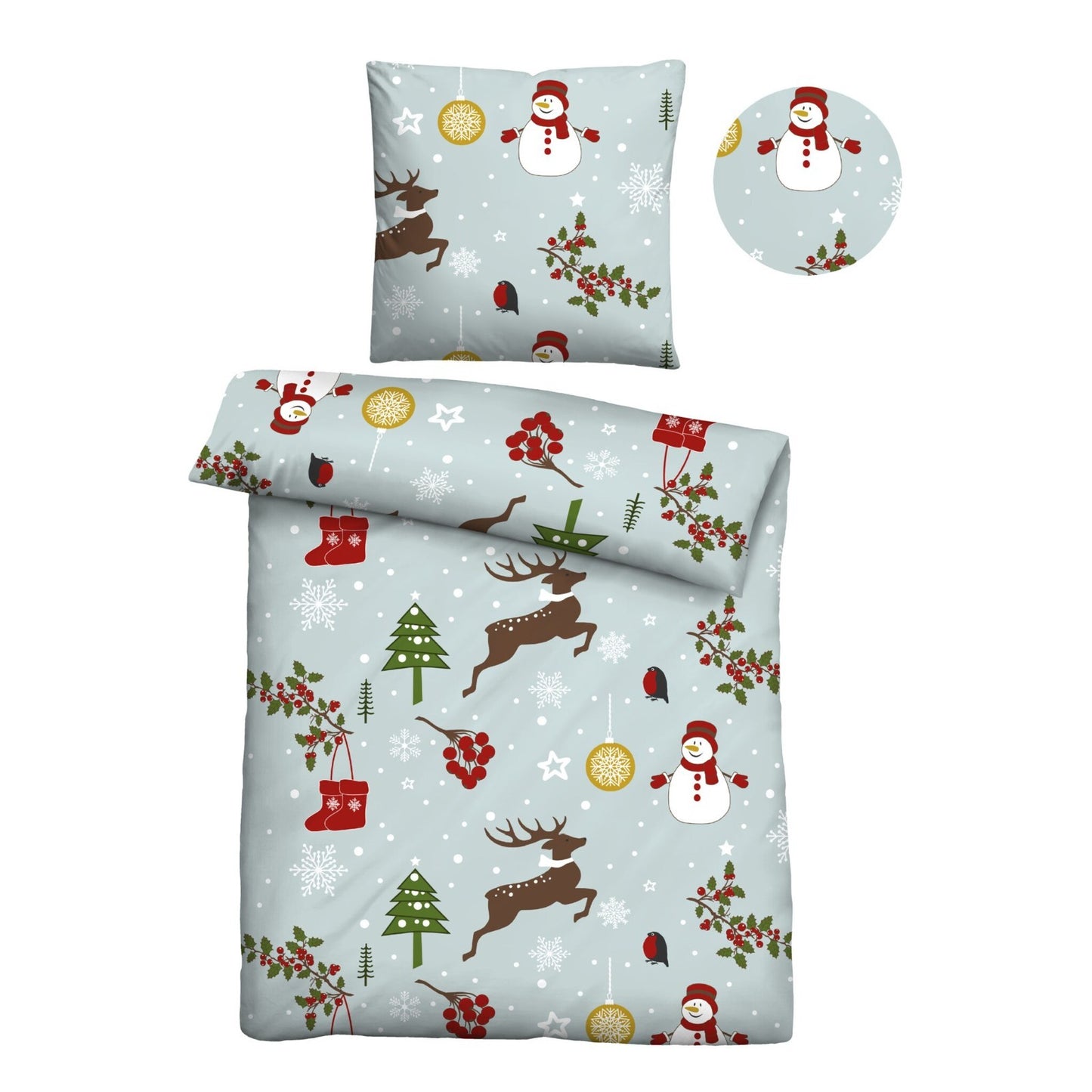 Biber Bettwäsche: Schneemann und Rehntier
