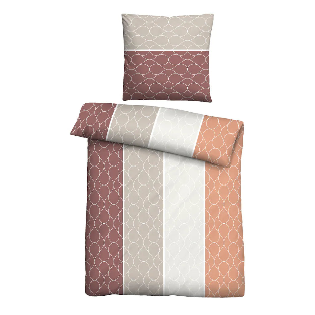 Biber Bettwäsche: beige,rot