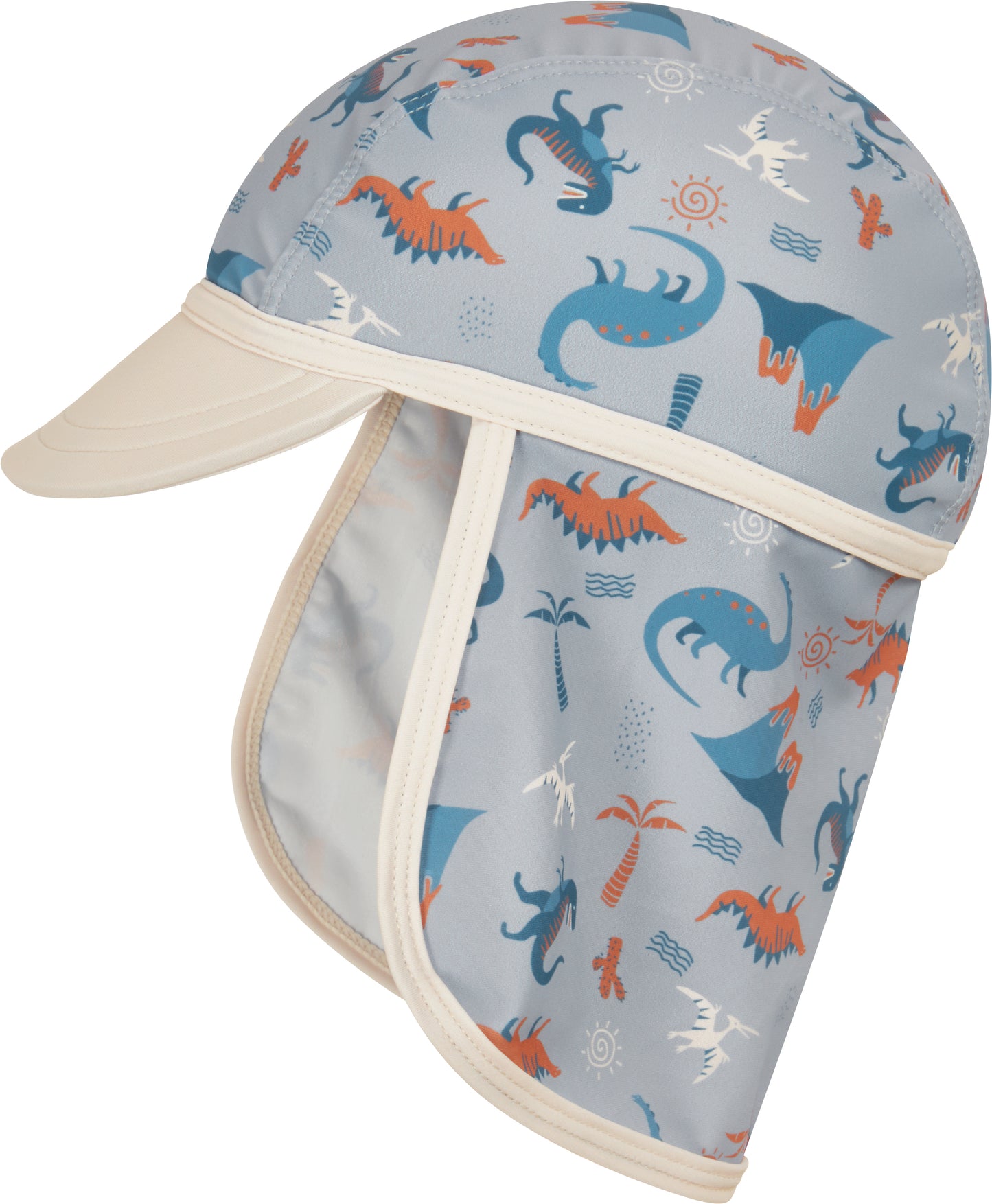 UV-Sommerhütchen mit Nackenschutz: blau,dino