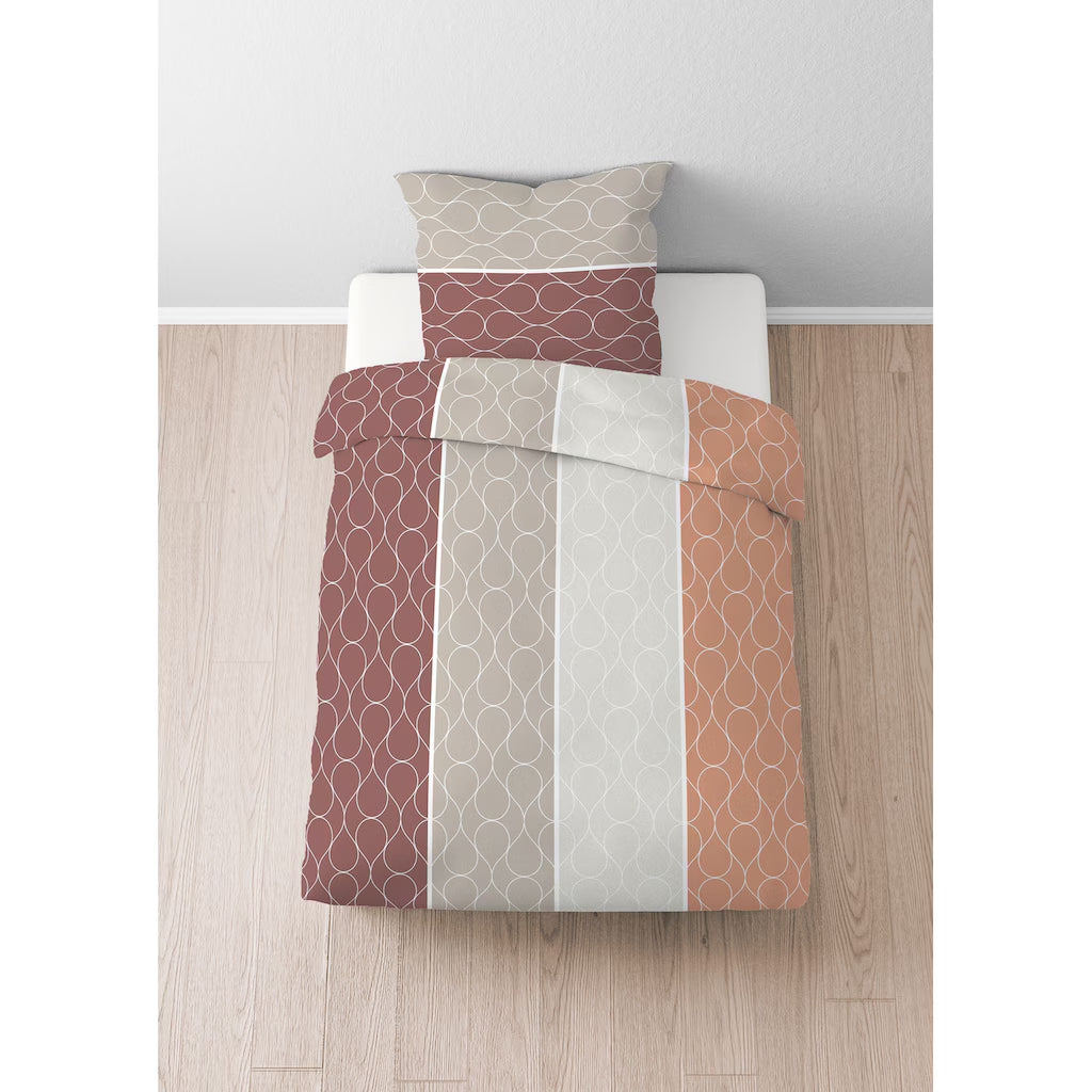 Biber Bettwäsche: beige,rot