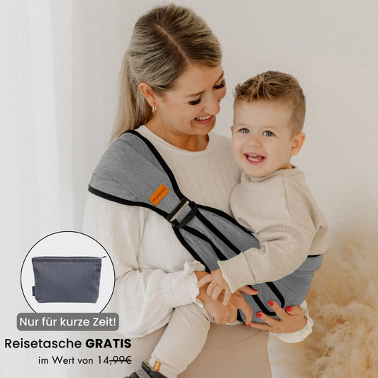 Ergonomische Kindertrage inkl. Reisetasche: grau