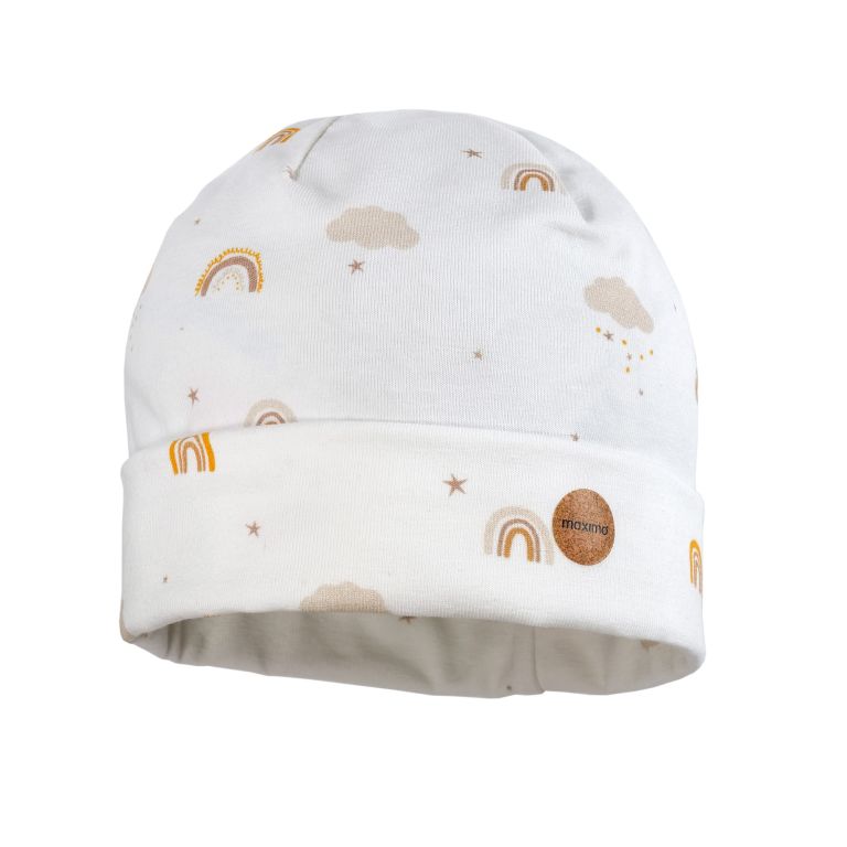 Baby Mütze: weiß,Regenbogen