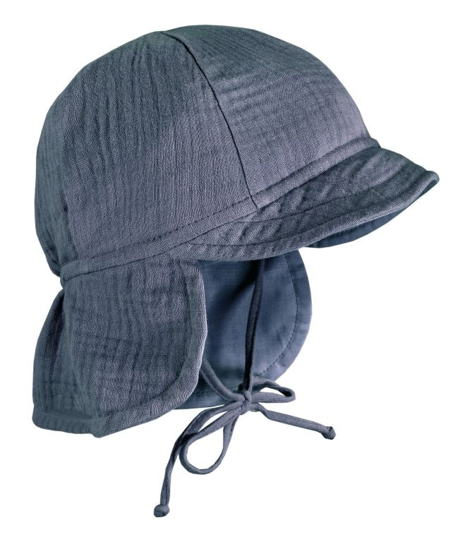 Sommermütze mit Nackenschutz Musselin