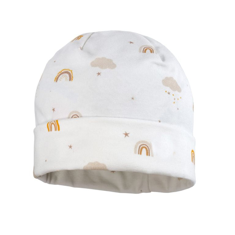 Baby Mütze: weiß,Regenbogen