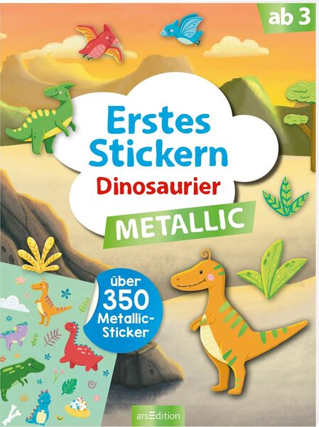 Erstes Stickern Dinosaurier: Metallic