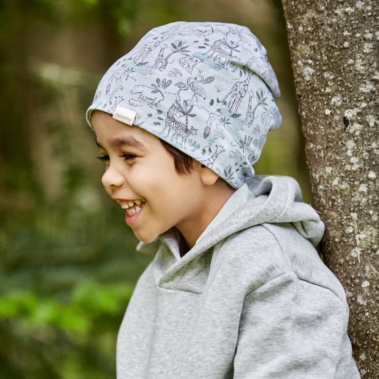 Beanie: grau,Dschungeltier