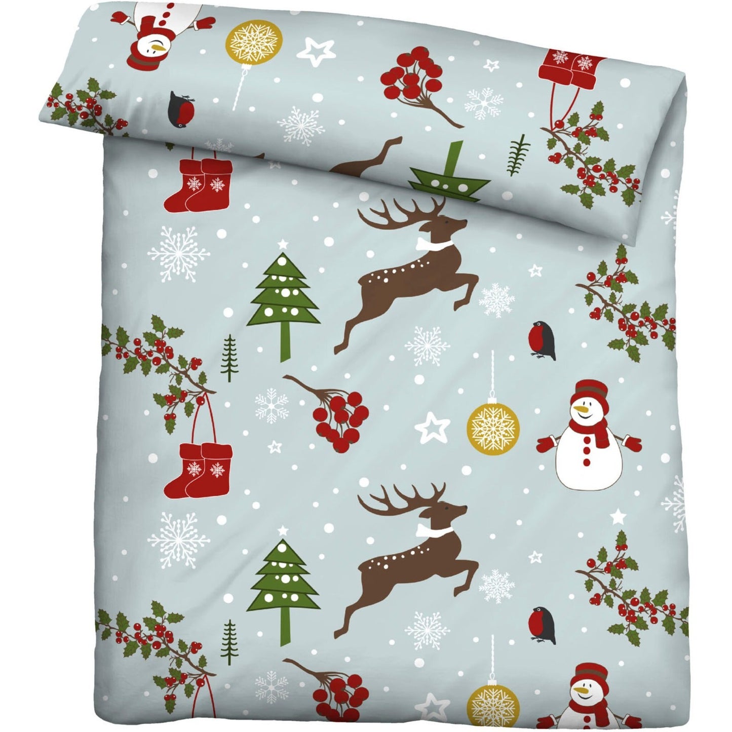 Biber Bettwäsche: Schneemann und Rehntier