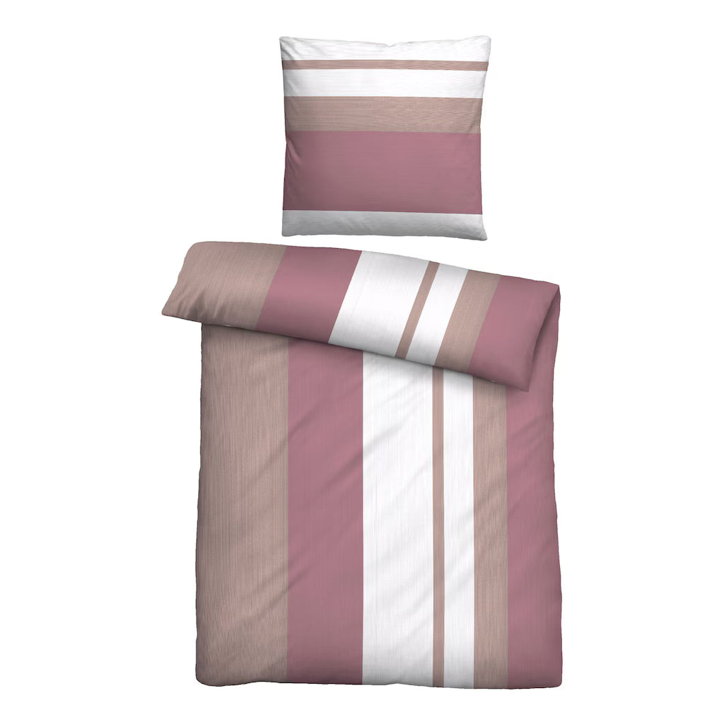 Biber Bettwäsche: braun,rot,weiß