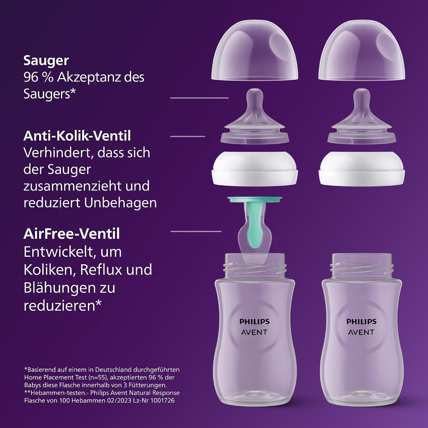 Babyflasche mit Anti-Reflux, 260 ml