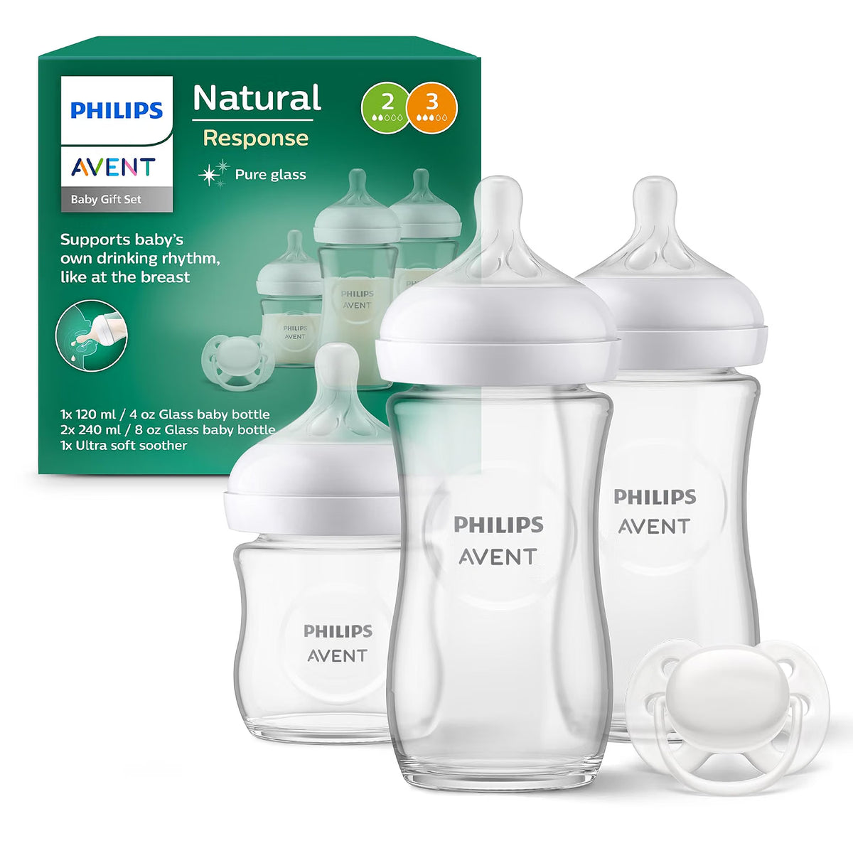 Babyflaschen aus Glas, Geschenkset für Neugeborene