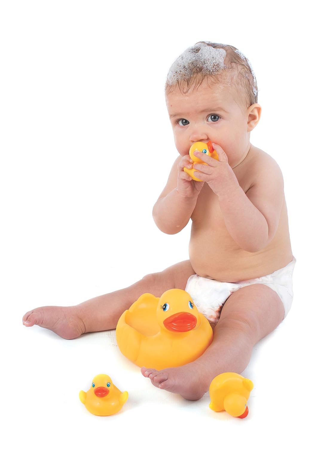Badeente mit 3 kleine Enten