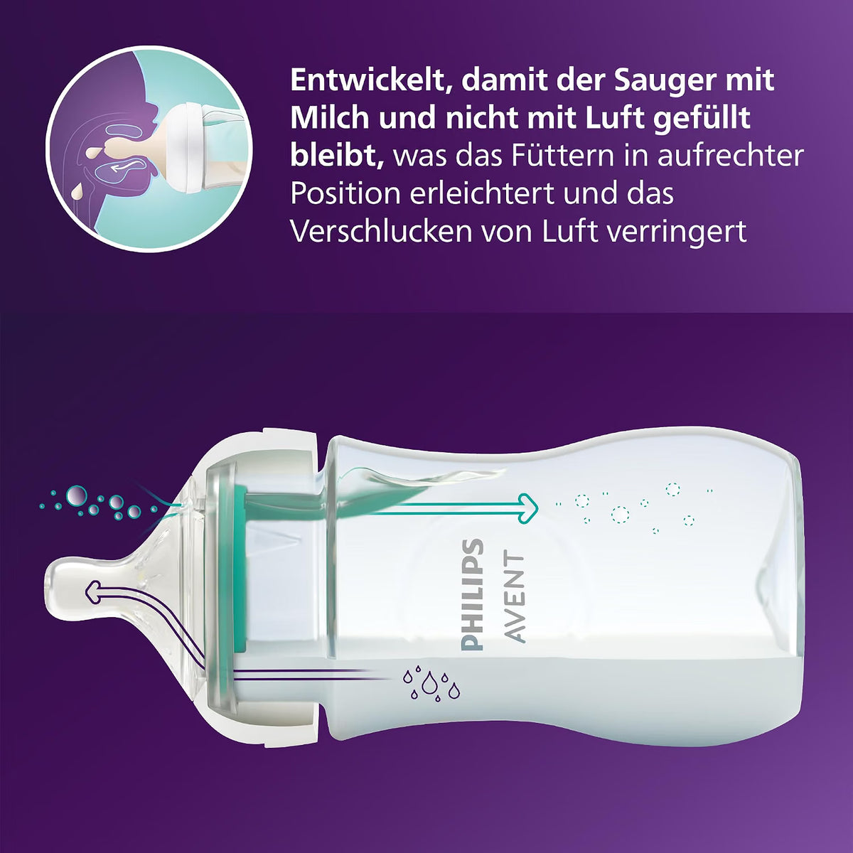 Babyflasche mit Anti-Reflux, 260 ml