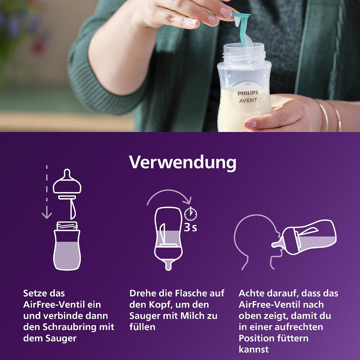 Babyflasche mit Anti-Reflux, 260 ml