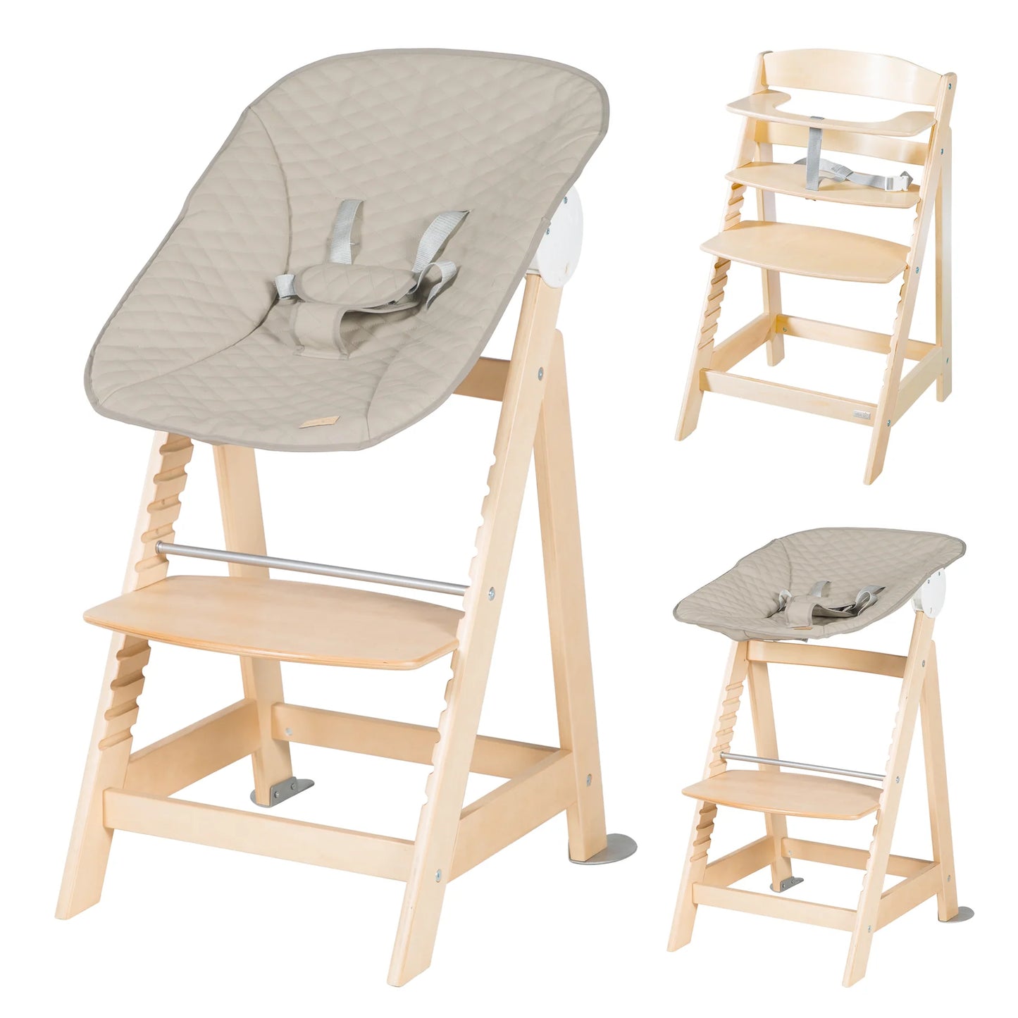 Hochstuhl 2 in 1: Holz,braun/beige