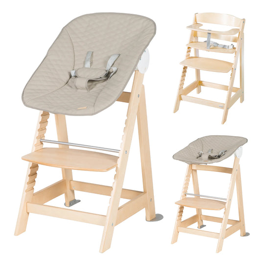 Hochstuhl 2 in 1: Holz,braun/beige